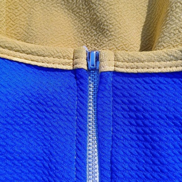 LuLaRoe Amelia Dress Blue Yellow Colorblock Snow White Halloween Disneybnd Sz M - Picture 2 of 5